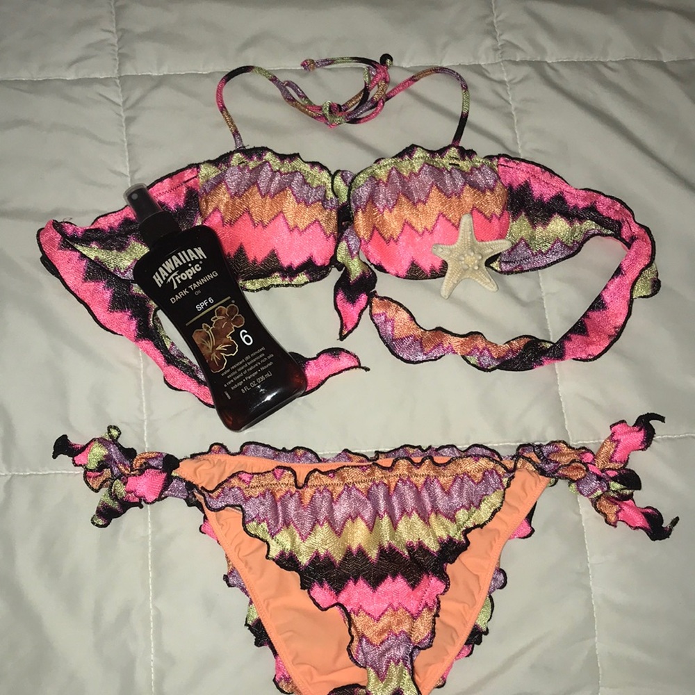 Victoria’s Secret bandeau multicolored tie bikini